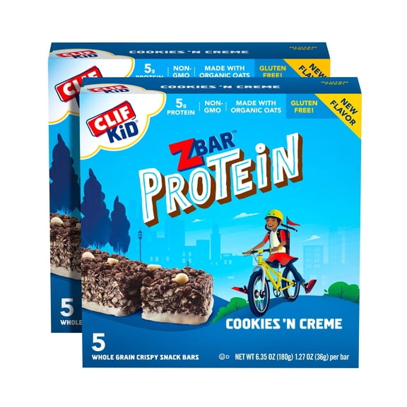 Clif Kid Zbar - Protein Granola Bars - Cookies And Creme Flavor (1.27 Ounce Gluten Free Bars, Lunch Box Snacks, 10 Count)