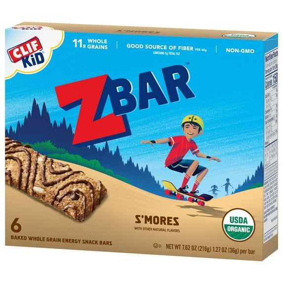 Clif Kid Zbar - S'mores - Soft Baked Whole Grain Snack Bars - USDA Organic - 1.27 oz. (6 Pack)