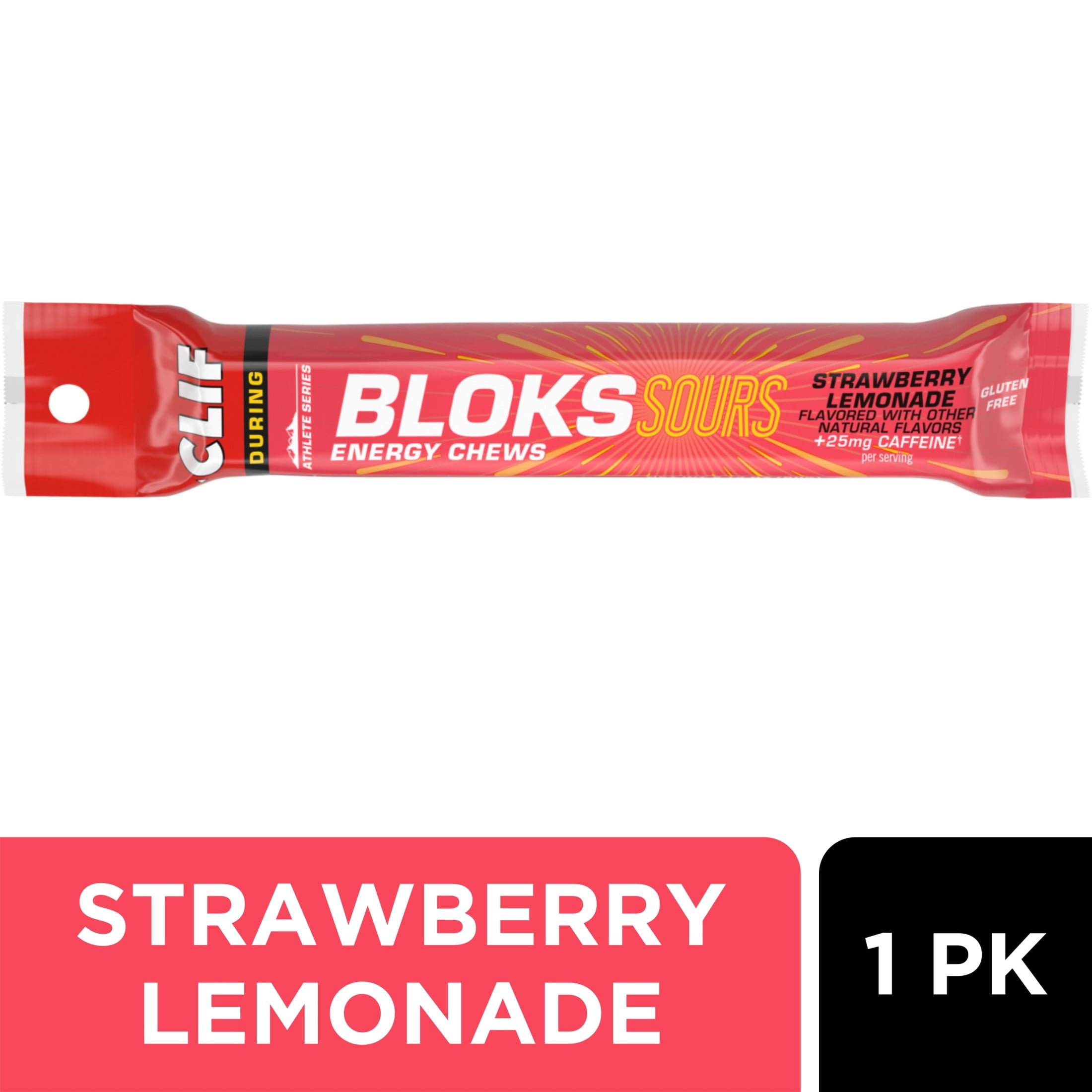 CLIF BLOKS SOURS Strawberry Lemonade Flavor with Caffeine Plant
