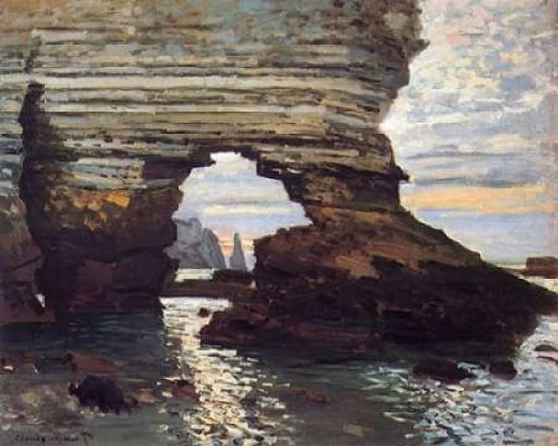 Cliff At Etretat Canvas Art - Claude Monet (22 x 28)