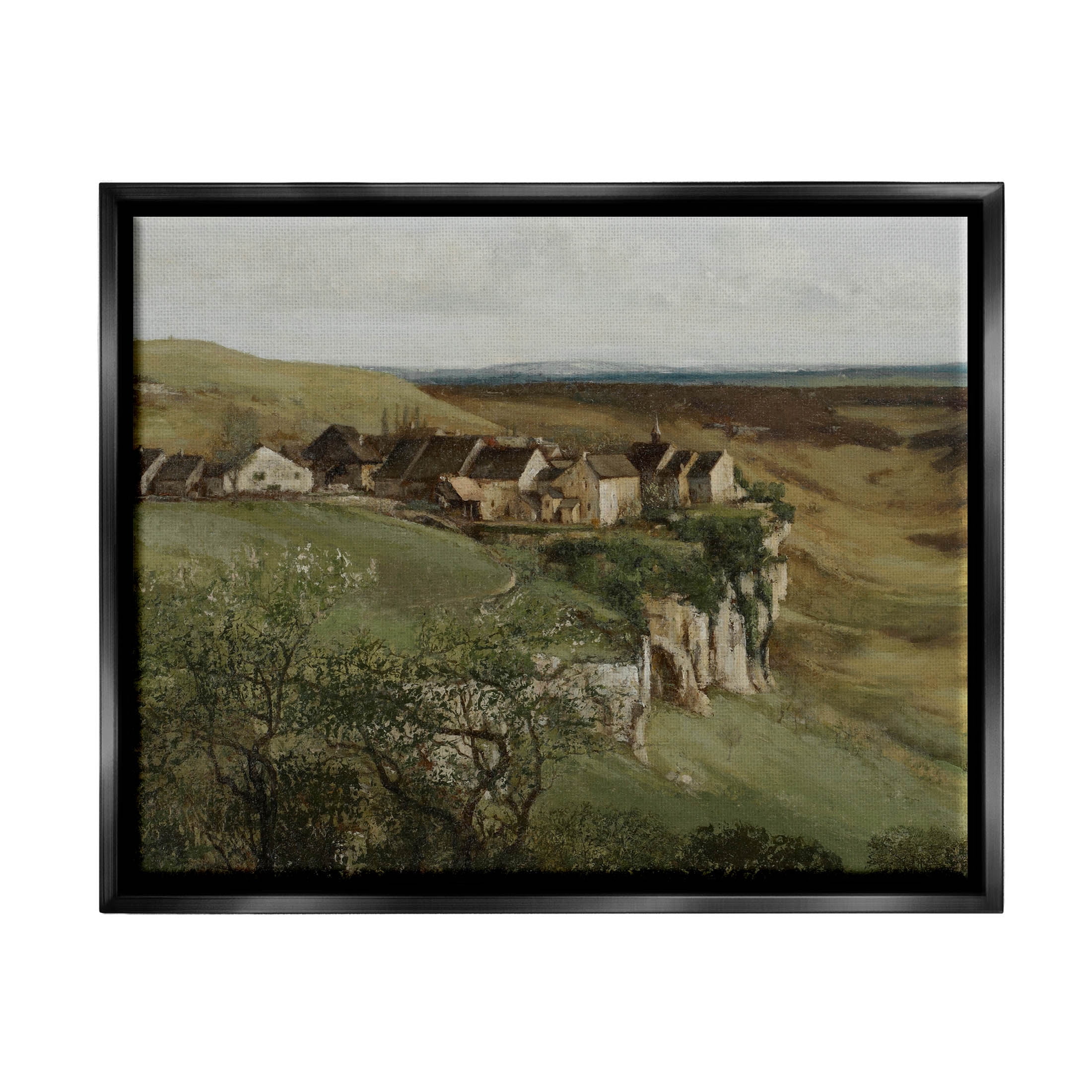 Jet Black Framed Rural Landscape Painting Print, 21" x 17"