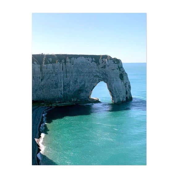 Cliff over the Ocean - Étretat Normandy France Photography Coast Seascape Ocean Landscape Nature Travel Poster Scenic Unframed Wall Art Print 18 x 24 inches