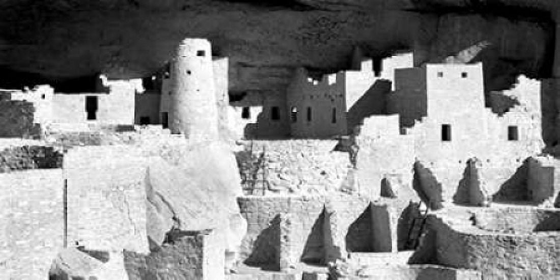 Cliff Palace Ruins BW Canvas Art - Douglas Taylor (10 x 20)