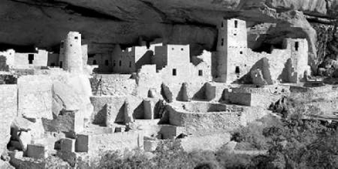 Cliff Palace at Mesa Verde BW Canvas Art - Douglas Taylor (24 x 48)