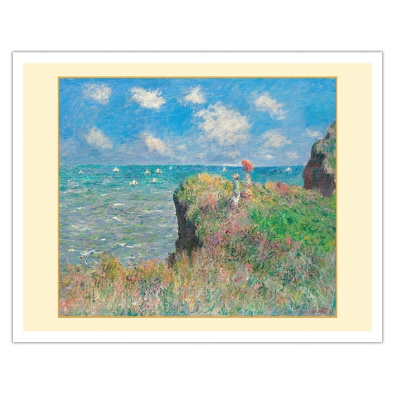 Cliff Walk at Pourville France - From an Original Color Painting by Claude Monet c. 1882 - Fine Art Matte Paper Print (Unframed) 11x14in