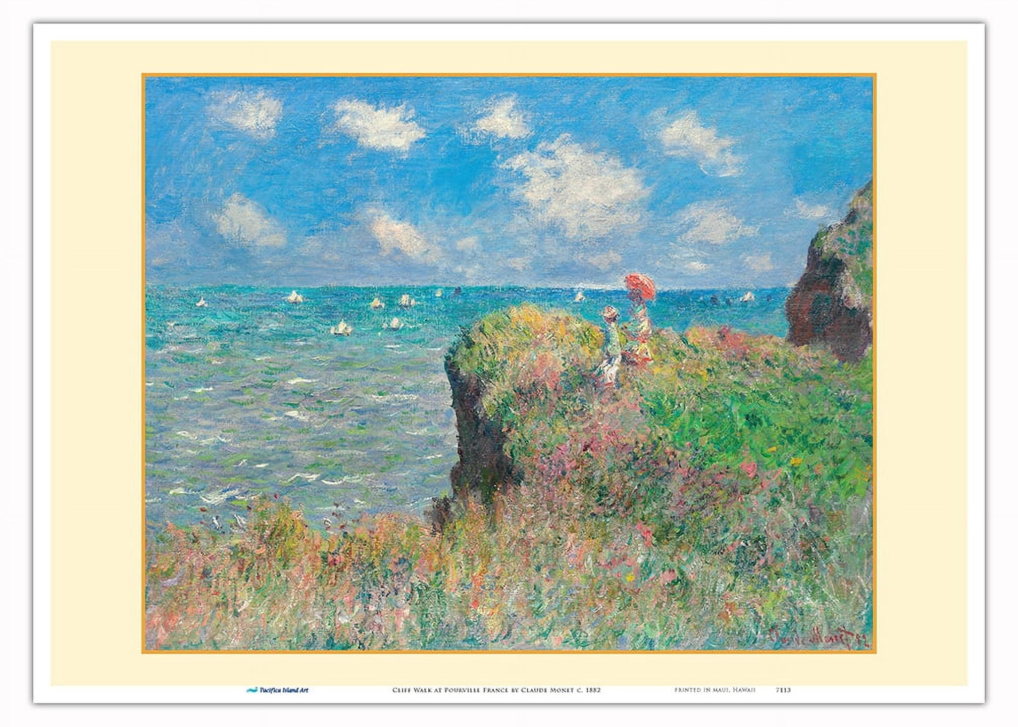 Cliff Walk at Pourville France - From an Original Color Painting by ...