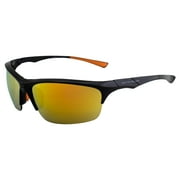 Optic Edge Shakedown Wraparound Sports & Motorcycle Sunglasses for Men or Women Black Semi-Rimless Frame w/ Dielectric Orange Mirror Lens