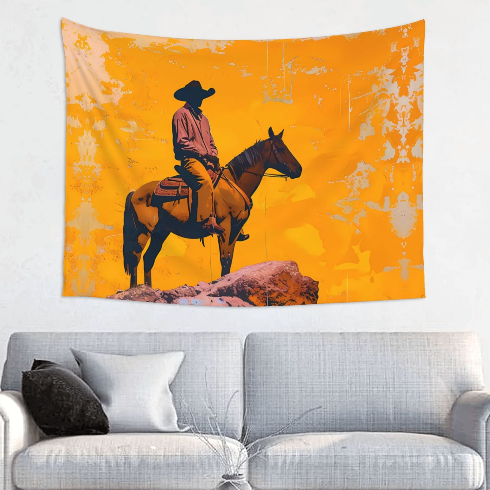 Cliff Western Cowboy Wall Tapestry for Bedroom Aesthetic Tapestry
