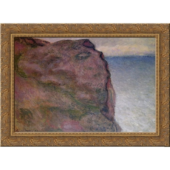Cliff at Petit Ailly, at Varengeville 24x20 Gold Ornate Wood Framed Canvas Art by Monet, Claude