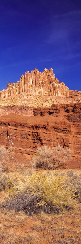 Cliff in Capitol Reef National Park against blue sky Utah USA Canvas Art - Panoramic Images (27 x 9)