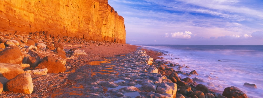 Cliff on the beach Burton Bradstock Dorset England Canvas Art - Panoramic Images (27 x 9)