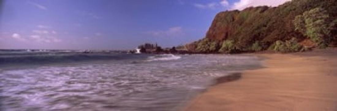 Cliff on the beach Hamoa Beach Hana Maui Hawaii USA Canvas Art - Panoramic Images (18 x 6)