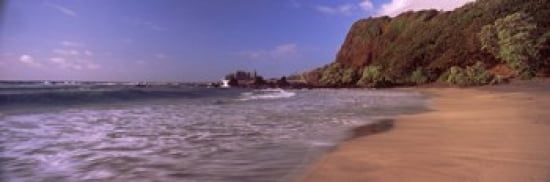 Cliff on the beach Hamoa Beach Hana Maui Hawaii USA Canvas Art - Panoramic Images (36 x 12)