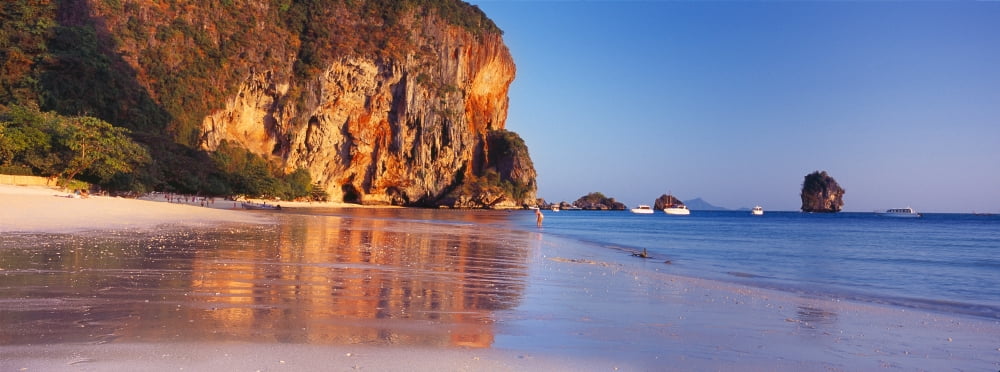 Cliff on the beach Railay Beach Krabi Krabi Province Thailand Canvas Art - Panoramic Images (27 x 9)