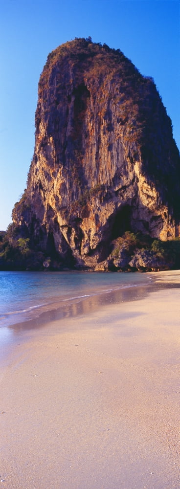 Cliff on the beach Railay Beach Krabi Krabi Province Thailand Canvas Art - Panoramic Images (36 x 12)