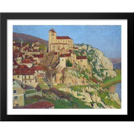 Cliff with Houses 36x28 Large Black Wood Framed Print Art by Henri Martin