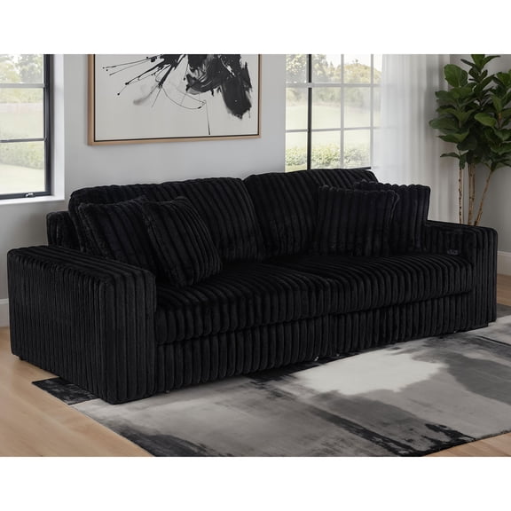 Clifford Black Upholstered Dual Power Chaise Sofa