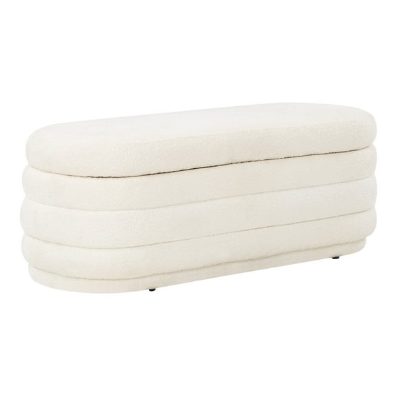 Clifford Storage Bench- White Fabric Snow Sherpa
