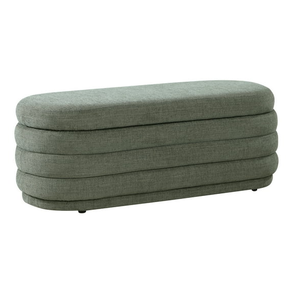 Clifford Storage Bench in Green Spruce Fabric