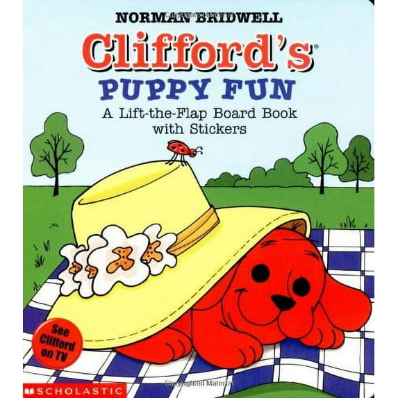 Pre-Owned Clifford's Puppy Fun: A Lift-The-Flap Board Book With Stickers (Clifford, the Big Red Dog), 9780439229432, 043922943X, Paperback, Brdbk edition