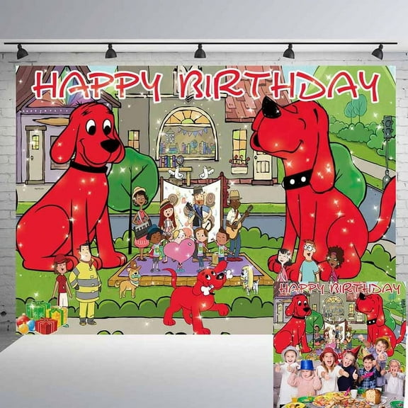 Clifford the Big Red Dog Backdrop Banner Party Supplies Poster Movie Theme Background for Photography Kids Birthday Decorations