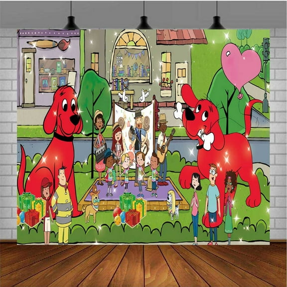 Clifford the Big Red Dog Banner Poster Wall Decor Birthday Backdrop Background Party Supplies Taspestry