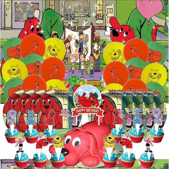 Clifford the Big Red Dog Birthday Party Supplies Balloons Paper Plates Decoration Cake Topper Decor Tableware Banner Backdrop