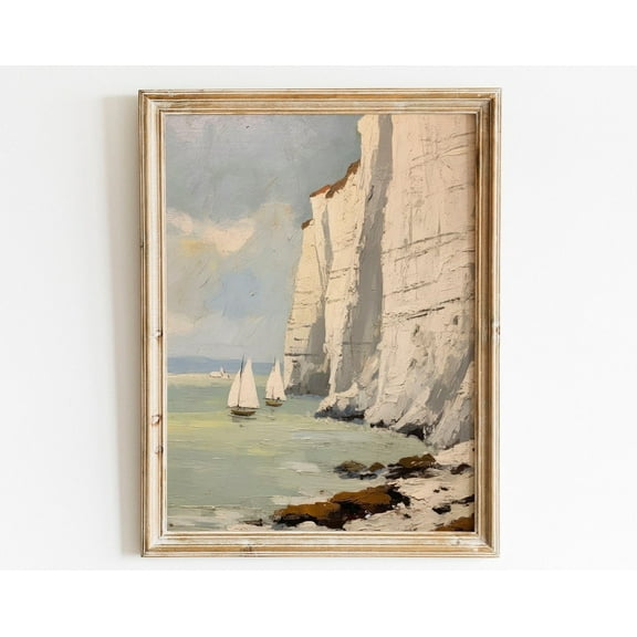 Cliffs Of Dover Vintage Print, Farmhouse Art, Rustic Landscape Art, English Countryside Art, Vintage Decor Wall Art, Modern Wall Decor, 8x12 UNFRAMED