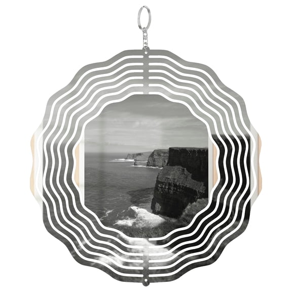 Cliffs Of Moher 3D Wind Spinner Kinetic Yard Art Garden Hanging Decor Stainless Steel Gift