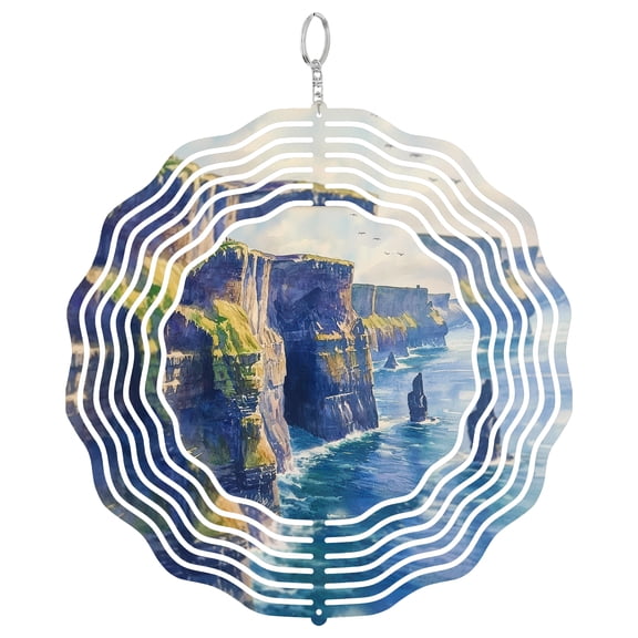 Cliffs Of Moher Ireland 3D Wind Spinner Kinetic Hanging Ornament Outdoor Garden Decor Wild Atlantic Way Gift