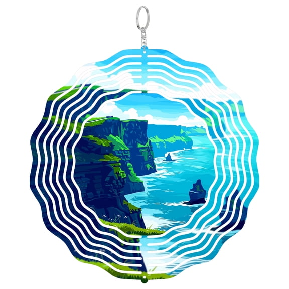 Cliffs Of Moher Ireland Coast 3D Wind Spinner Metal Laser Cut Hanging Art Outdoor Decor Atlantic Way Gift