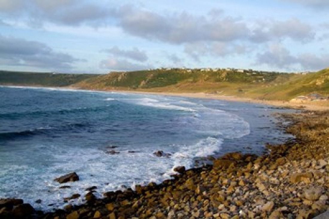 Cliffs and Ocean Lands End in Cornwall England Canvas Art - Bill Bachmann DanitaDelimont (37 x 25)