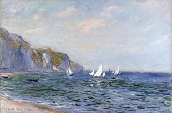 Cliffs and Sailboats at Pourville Canvas Art - Claude Monet (24 x 36)