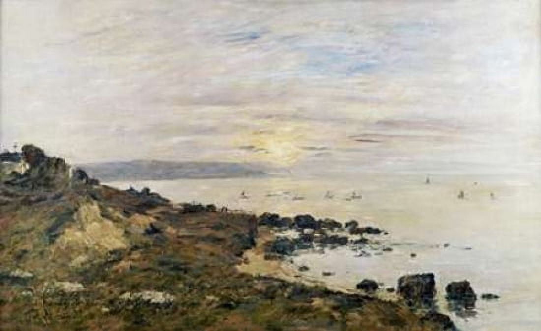 Cliffs at Benerville Sunset Canvas Art - Eugene Boudin (24 x 36)
