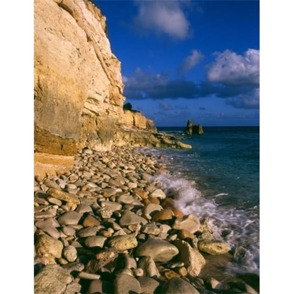Cliffs at Cupecoy Beach St Martin Caribbean Poster Print by Greg Johnston - 19 x 24 in.