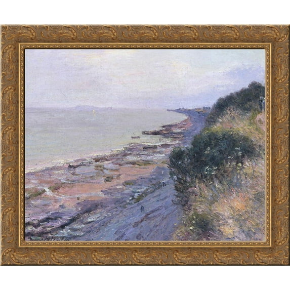 Cliffs at Penarth, Evening, Low Tide 24x20 Gold Ornate Wood Framed Canvas Art by Alfred Sisley