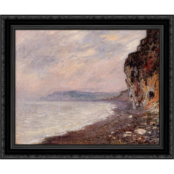 Cliffs at Pourville in the Fog 24x20 Black Ornate Wood Framed Canvas Art by Monet, Claude
