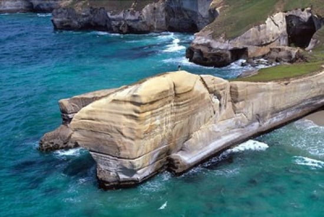 Cliffs at Tunnel Beach Dunedin New Zealand Canvas Art - David Wall DanitaDelimont (36 x 25)