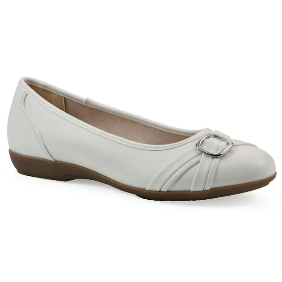 Cliffs by White Mountain Calming Women's Ballet Flats Color: White Smooth Size: 10