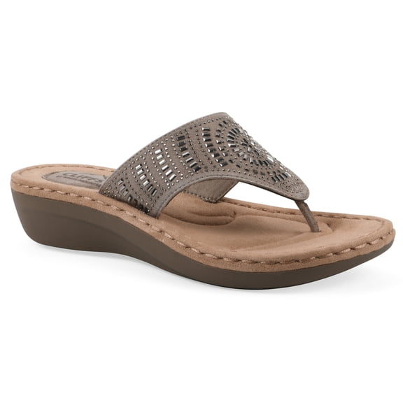Cliffs by White Mountain Women's Cienna Thong Wedge Sandal - Medium & Wide Width