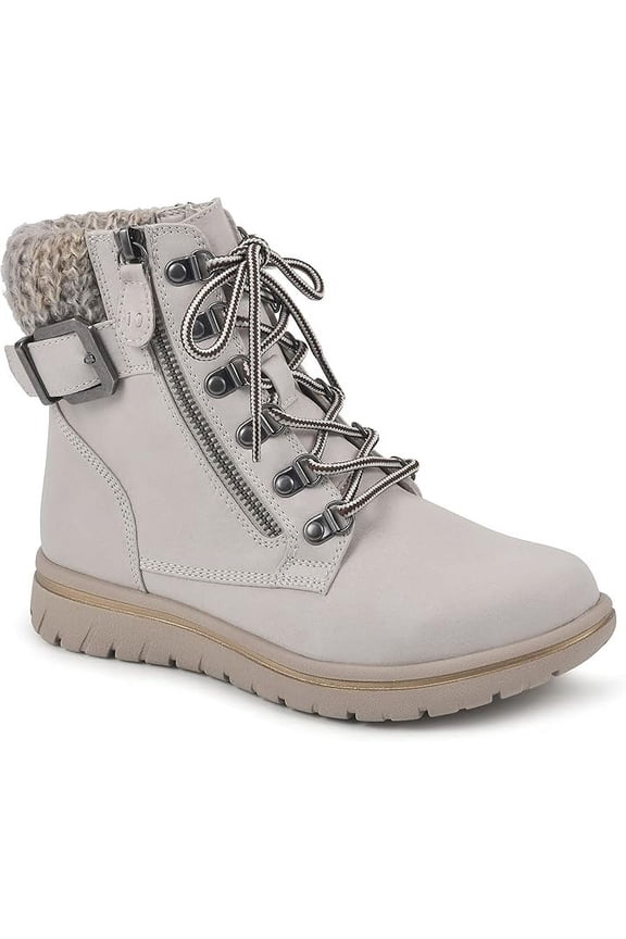 Women’s Hearty Cushioned Lace-Up City Hiker Ankle Boot, Winter White, 8