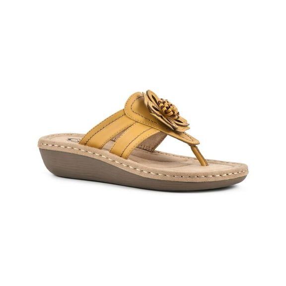 Cliffs by White Mountain Womens Carnation Faux Leather Slide On Thong Sandals