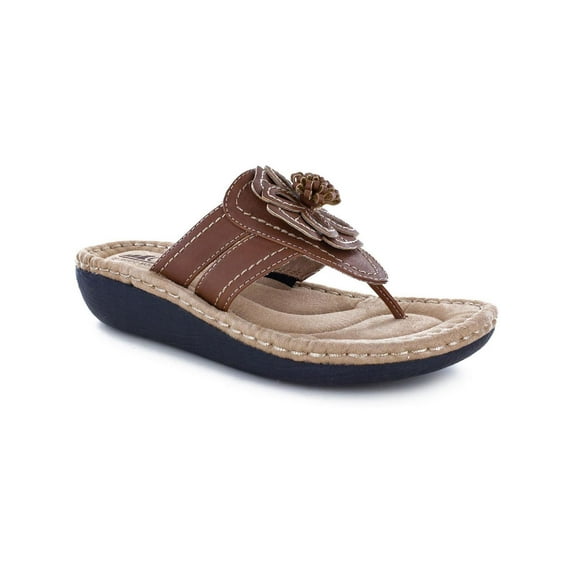 Cliffs by White Mountain Womens Carnation Faux Leather Slide On Thong Sandals