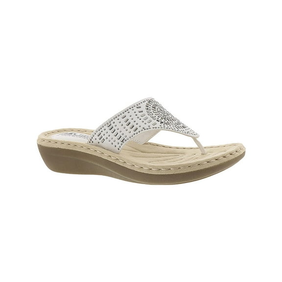 Cliffs By White Mountain Cienna Women's Thong Sandals Color: White Fabric Size: 8.5