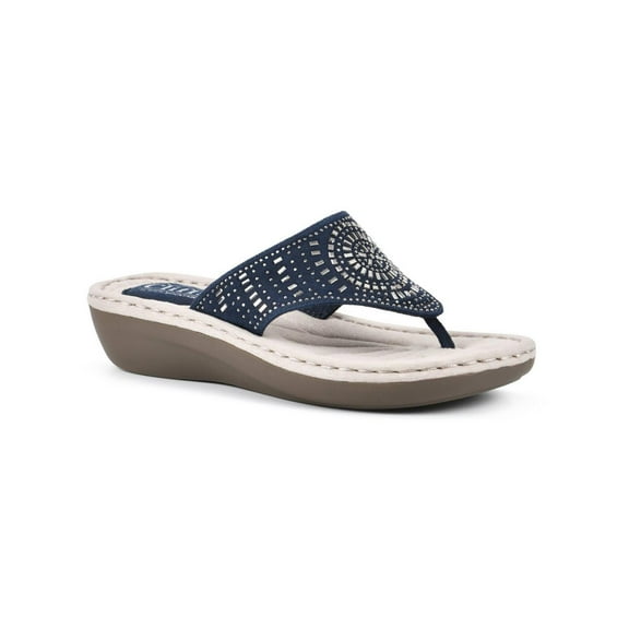 Cliffs by White Mountain Womens Cienna Embellished Thong Wedges