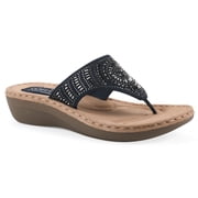 Cliffs by White Mountain Women's Cienna Thong Wedge Sandal - Medium & Wide Width