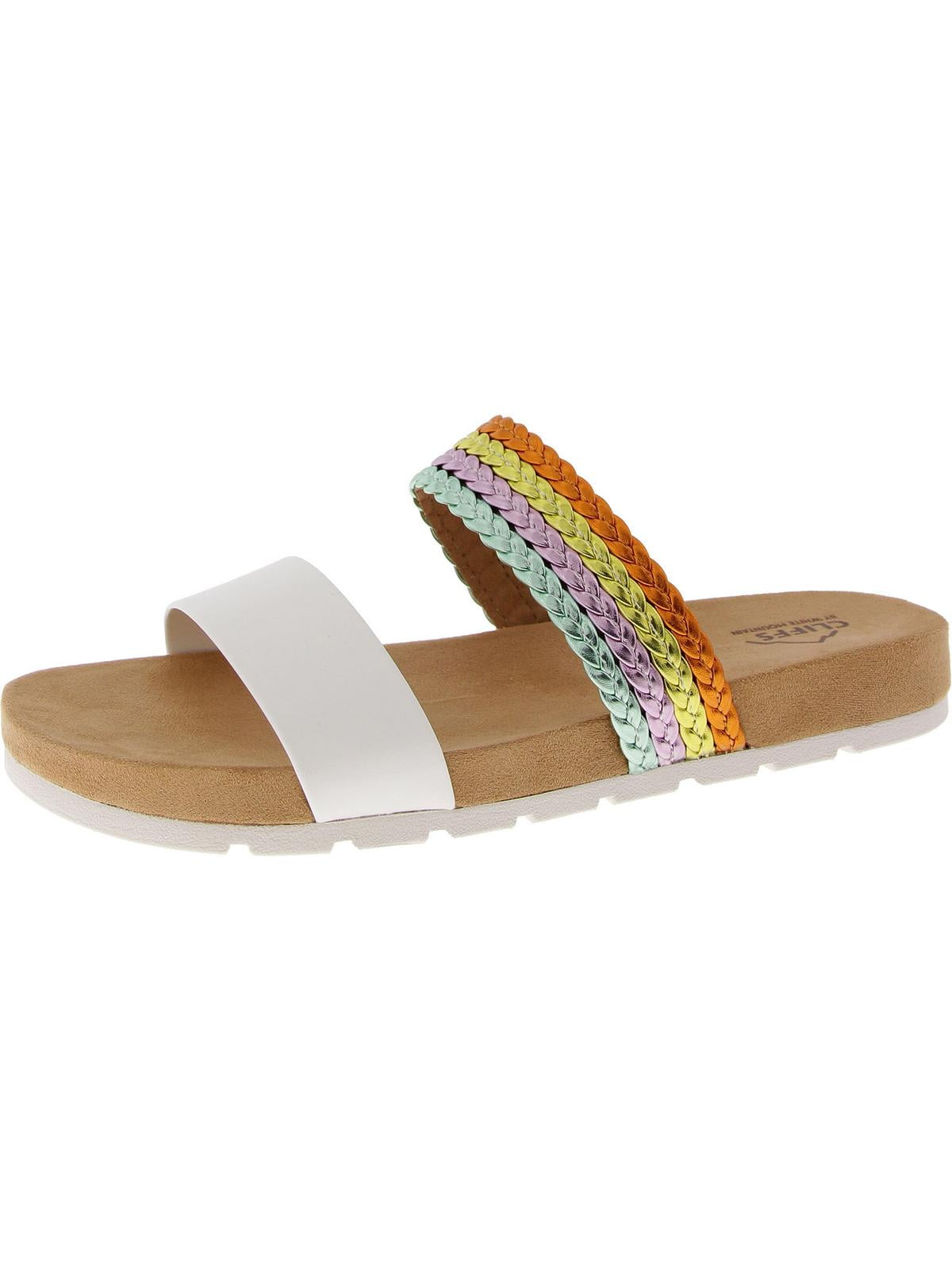 Between the Mountains White and Black Slide Sandals main image 0