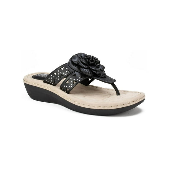 Cliffs by White Mountain Womens Cynthia Dressy Floral Design Thong Sandals