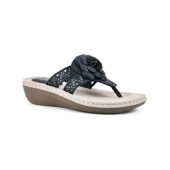 Cliffs by White Mountain Womens Cynthia Dressy Floral Design Thong Sandals