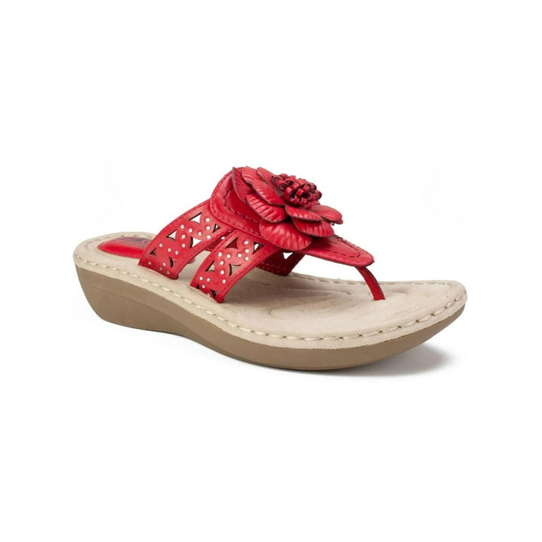 Cliffs by White Mountain Womens Cynthia Faux Leather Laser Cut Thong Sandals Walmart